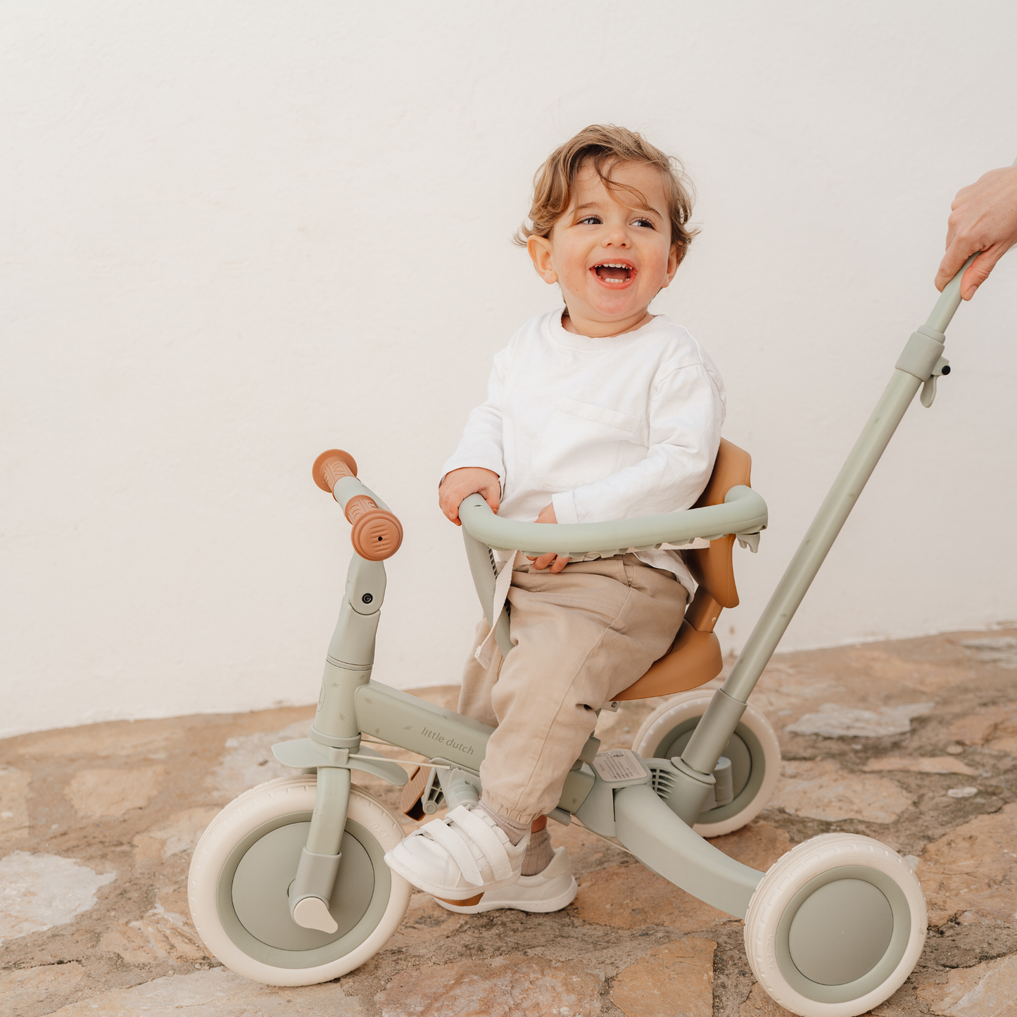 Little Dutch Kids Tricycle Green with Push Handle